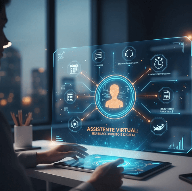 Assistente Virtual organizando tarefas e liberando tempo